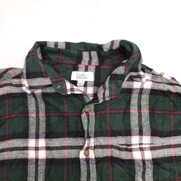 Croft & Barrow Tartan Flannel Button Up Shirt Mens Size Small S Green Red White - Picture 1 of 10